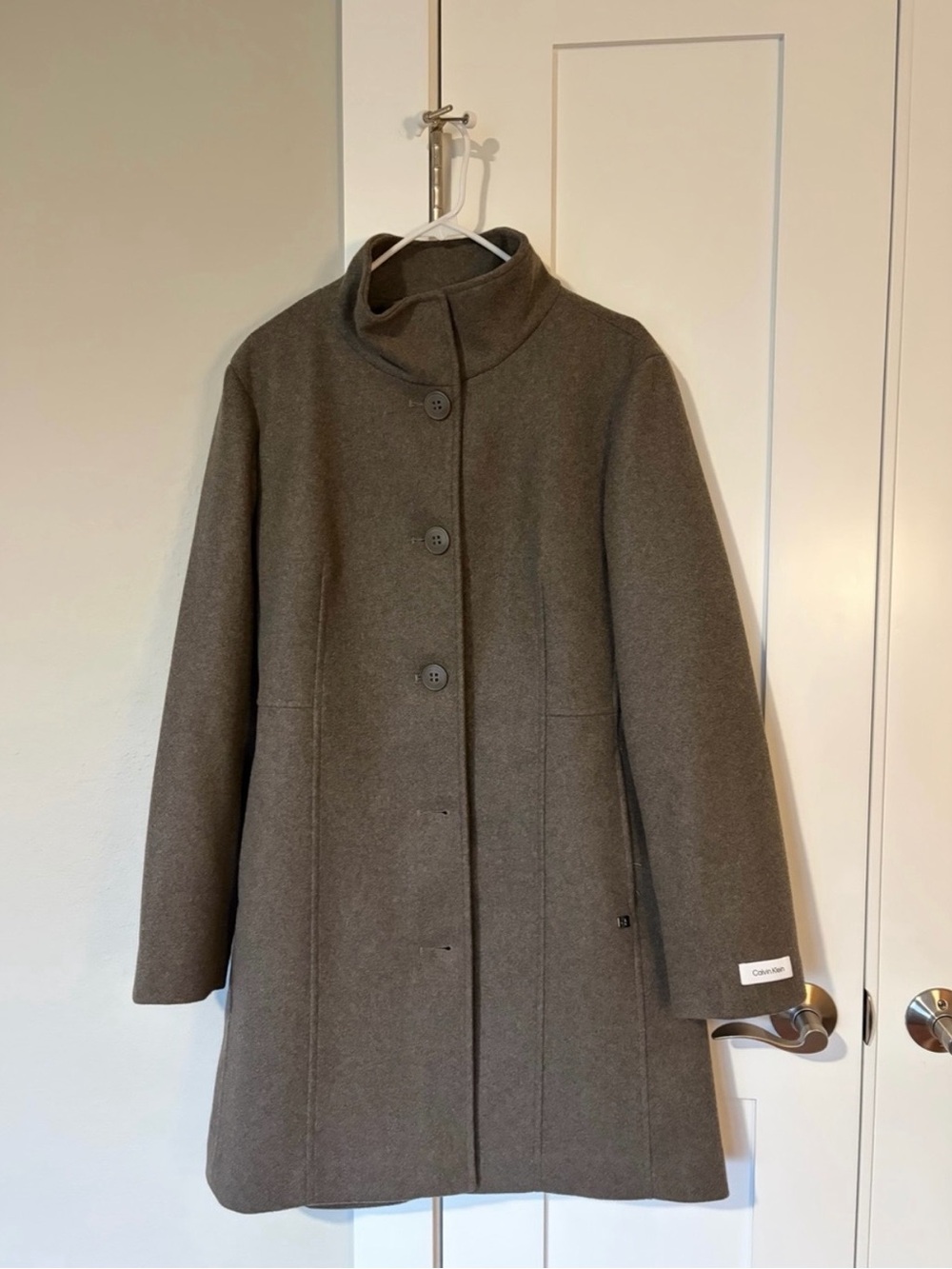 Calvin Klein Taupe-Brown Walker Coat - Picture 8 of 8
